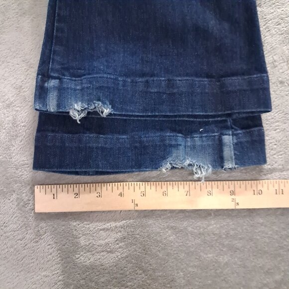 7 For All Mankind Jiselle Flare Jean Women 33x33, Tag 29 Dark Blue Distressed - Picture 10 of 13